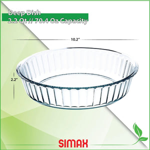 Simax 10.25 inch 2.25 qt Fluted Glass Baking Dish