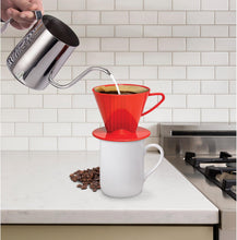 Load image into Gallery viewer, Fino Pour-Over Coffee Brewing Filter Cone, Number 2-Size, Red, Brews 2 to 6-Cups
