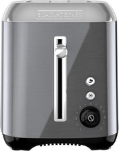 Load image into Gallery viewer, Black &amp; Decker 2-Slice Toaster with Extra Wide Slot Push-Button Functions, Shade Selector and Swing-Down Crumb Tray, Black/Stainless Steel
