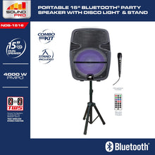 Load image into Gallery viewer, SOUNDPRO TWS 15&quot; W/DISCO LIGHTS W/STAND
