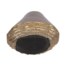 Load image into Gallery viewer, 19050-01 Metal, 13&quot; Ridged Tall Vase, Black/gold
