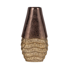 Load image into Gallery viewer, 19050-01 Metal, 13&quot; Ridged Tall Vase, Black/gold

