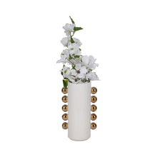 Load image into Gallery viewer, 19076-03 Cer, 10&quot; Vase W/ Side Knobs, White/gold
