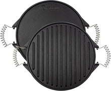 Load image into Gallery viewer, VICTORIA 12.5â€ Reversible Cast Iron Round Griddle with Removable Cool-Touch Handles
