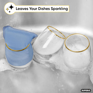 3 Pack Microfiber Dish Sponge Red Blue & Yellow