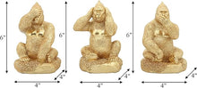 Load image into Gallery viewer, 15879-01 Resin, S/3 Hear, Speak, See No Evil Gorillas, Gold
