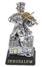 Load image into Gallery viewer, UK89362 Silvered Polyresin Hassidic Figurine Sits On Stage 8 Cm - &quot;fiddler On The Roof&quot;
