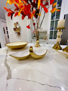 WPR3944 White Porcelain Double Snack Bowl with Gold