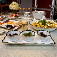 Load image into Gallery viewer, 20492 Regency Gold 4pc Tray and Condiment Bowls 14.25in x 6in
