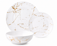 Load image into Gallery viewer, Danico Service For 6 White Marble Gold Dinnerware
