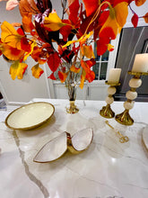 Load image into Gallery viewer, WPR3944 White Porcelain Double Snack Bowl with Gold
