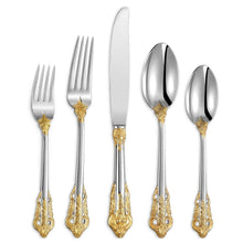 Load image into Gallery viewer, TAJ-FW-103 TAJ Baroque Gold Accent Flatware Service For 4 Dishwasher Safe
