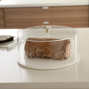J-CDGMH-CLR C CAKE DOME W GOLD METAL HANDLES
