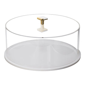 J-CDGMH-CLR C CAKE DOME W GOLD METAL HANDLES