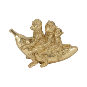 20449 8" Three Monkeys On Banana, Gold
