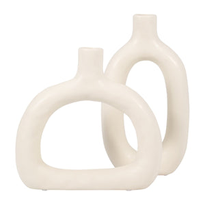 18421-02 CER 8" TEXTURED WIDE CUT-OUT VASE, C