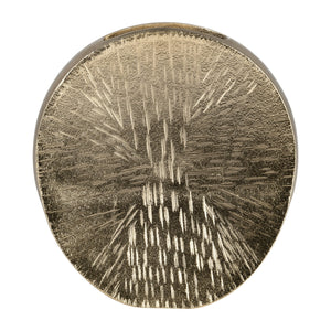 17755-01 Metal, 8" Etched Oval Vase, Champagne