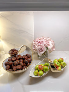 WCD4314 White Porcelain Chip and Dip Bowl Gold Edged