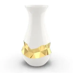 ORO-VAOS-90G Talianna Oro Vase, White & Gold