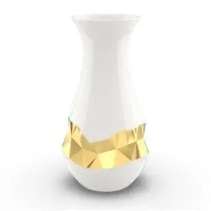 ORO-VAOS-90G Talianna Oro Vase, White & Gold