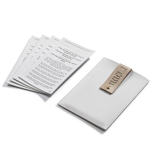 CH-PU-CS-W-GO Chanukah Brachos Leather Card Set - White and Gold