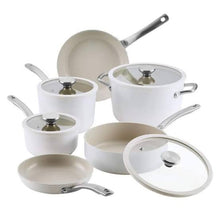 Load image into Gallery viewer, Circulon 10-Piece Halo with LaserDefense Ceramic Nonstick Cookware Set in Pearl White
