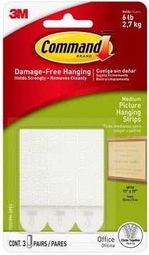 COMMAND-PICTURE HANG STRIPS – MEDIUM – 3 SETS