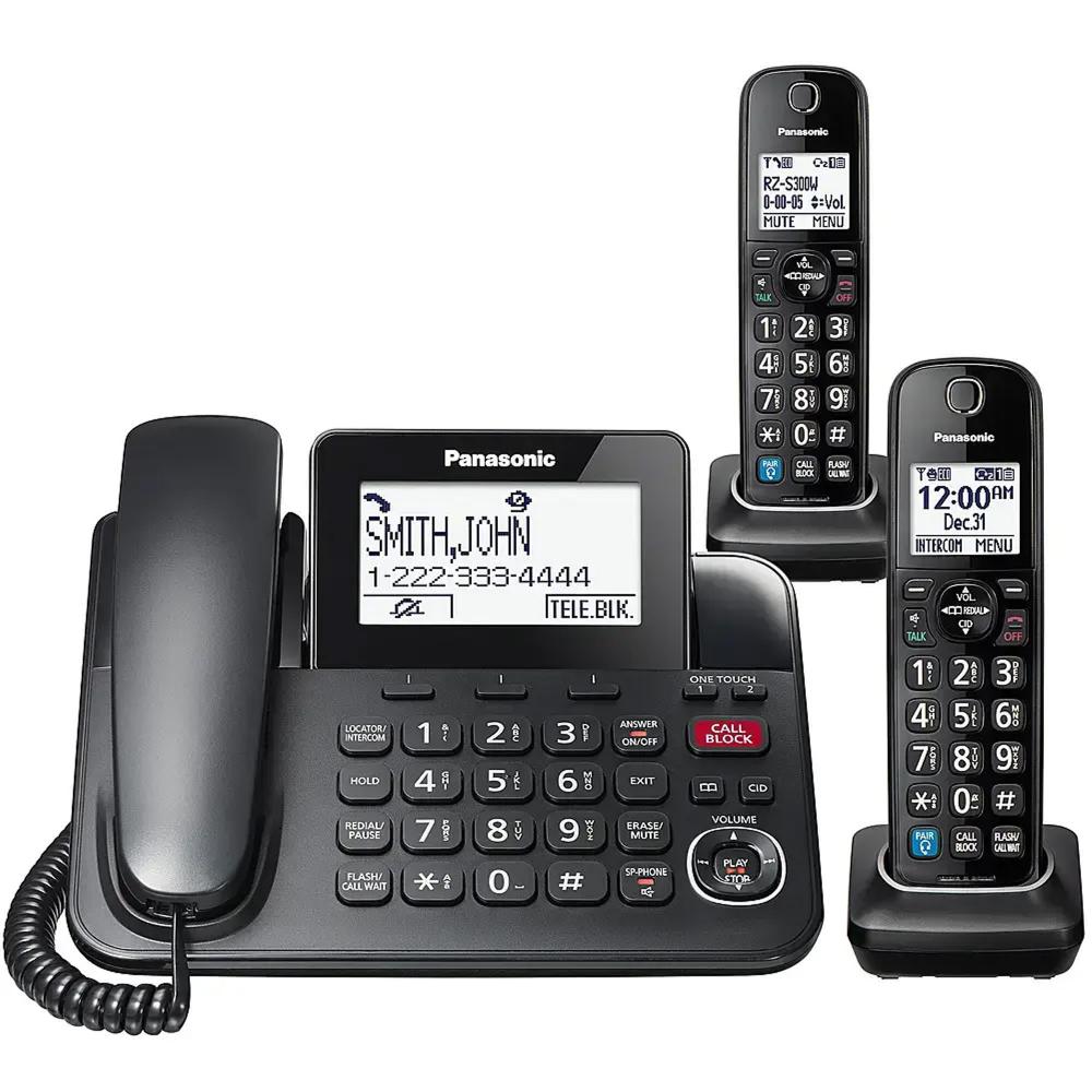 Panasonic DECT 6.0 Expandable Corded/Cordless Phone System with Bluetooth Pairing for Wireless Headphones (KX-TGF892) - Black
