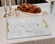Load image into Gallery viewer, PT-ACBMA-23 Challah Board Marble With Gold Branch Handles

