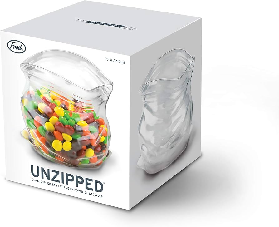 Fred and Friends Unzipped-Bag-Shaped Hand-Blown Glass Bowl