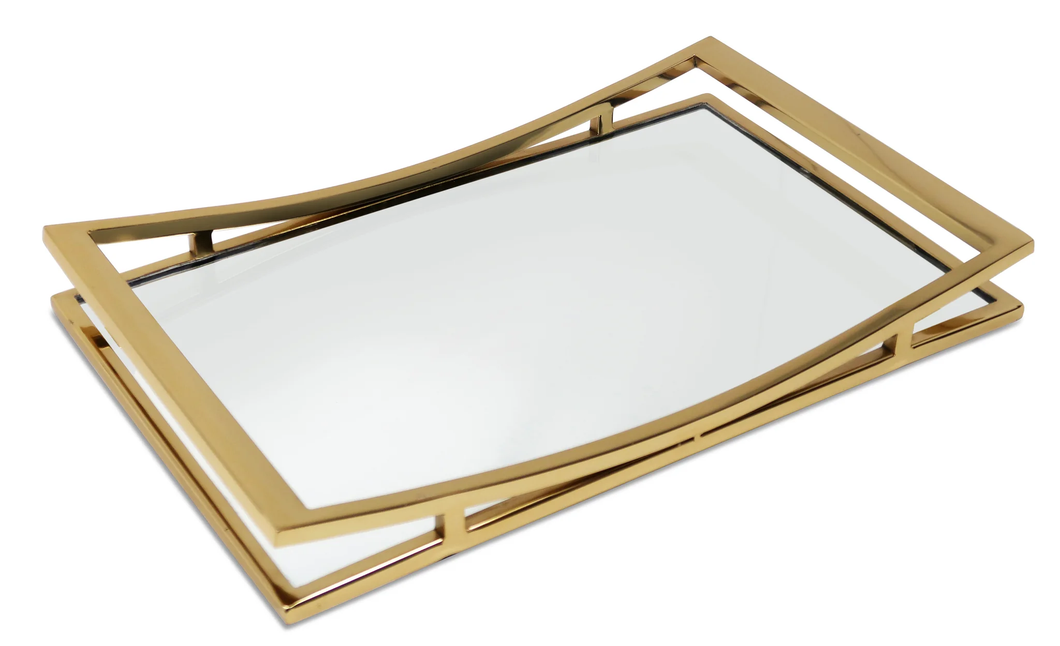 MT4599 Rectangle Mirror Tray Gold - 16.25