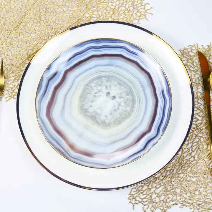OH-BLUE-1 Blue Agate Plate - Set of 4