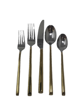 Load image into Gallery viewer, Hexagon Gold Accent Flatware Service For 4
