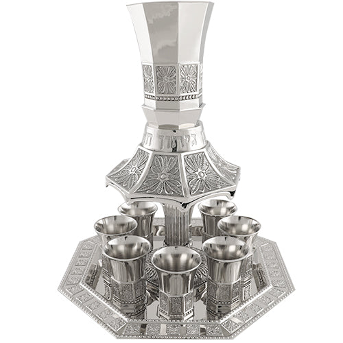 UK40007 Nickel Plated Wine Divider With Kiddush Cup And 8