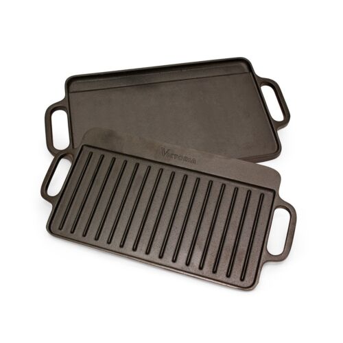 VICTORIA Rectangular Cast Iron Reversible Seasoned Griddle 12.5â€ x 7.5â€