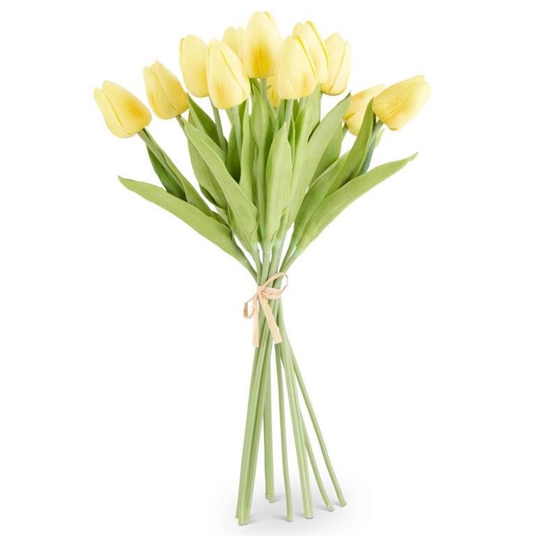13 Inch Light Yellow Real Touch Mini Tulip Bundle (12