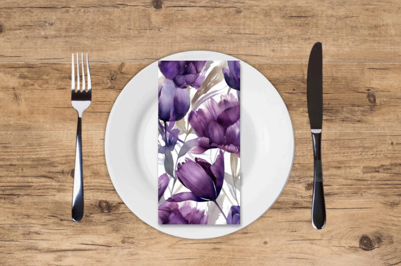 Violet Tulips - Printed Guest Towel