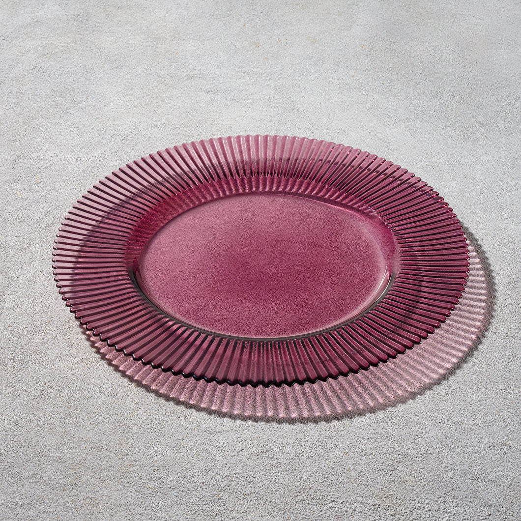 VD-1309- PM Forest Ribbed Glass Charger Plum