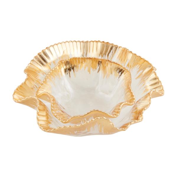 46000379-1 GOLD RUFFLE GLASS BOWL Small