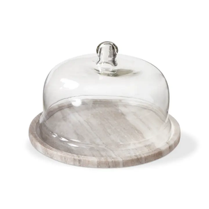 G16723 Onyz Marble Board with Glass Dome Gray