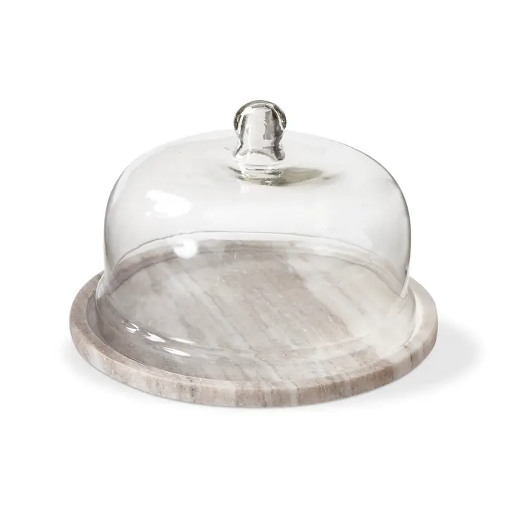 G16723 Onyz Marble Board with Glass Dome Gray