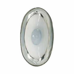 18747-02 Glass, 16" Bowl W/ Gold Trim, White