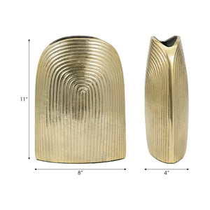 17754-03 Metal, 11" Arch Vase, Champagne