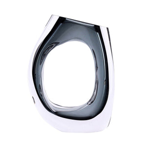 EV19354-01 10" ELINA CUT-OUT BLACK GLASS VASE