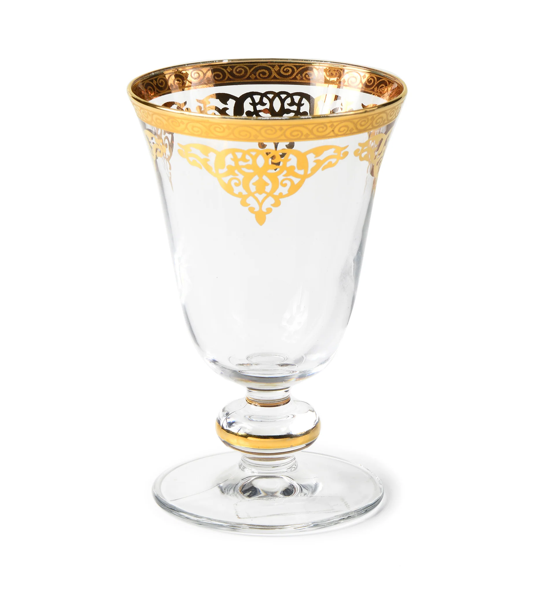 CAW676 Short Stem Glasses with Gold Design Set Of 6