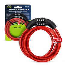 Load image into Gallery viewer, Combination Bike Lock 4 Ft
