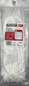 12" Cable Ties, Clear, Releasable, 100 Ct