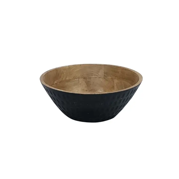 218026 Xl Wooden Carvel Bowl Tapered Wall with Carving Dia 12