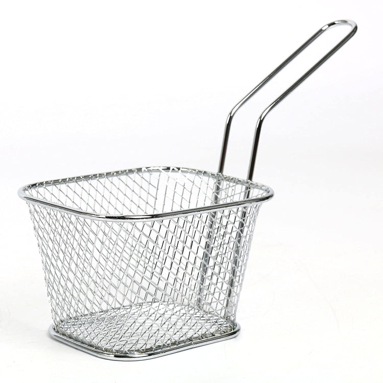 4 Inches Mini French Fry Chip Basket Holder Silver