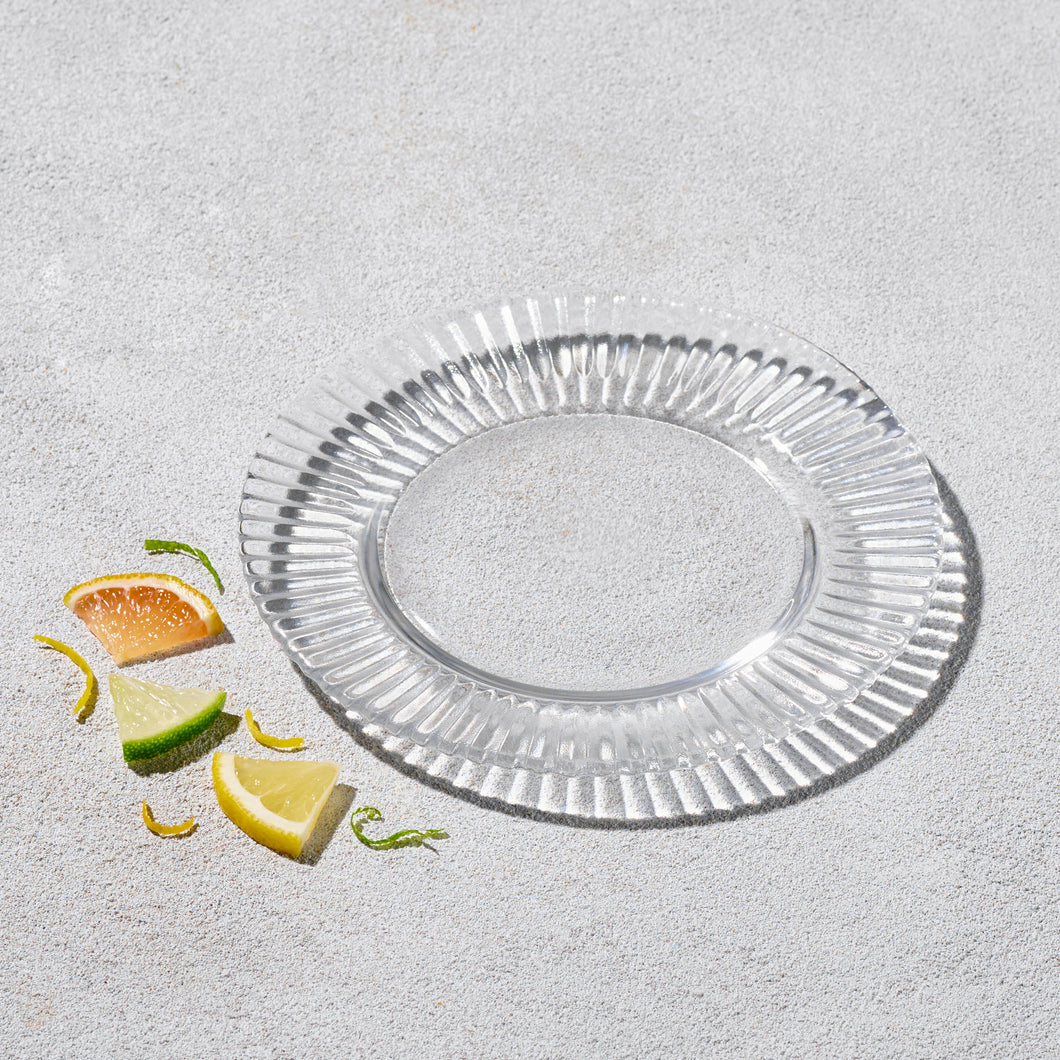 Forest, Ribbed Glass Bread and Butter Plate, Clear, 6.5